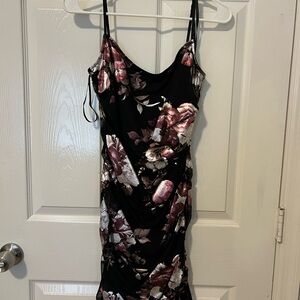 Windsor Black Slip Dress with Pink and Cream Floral Print